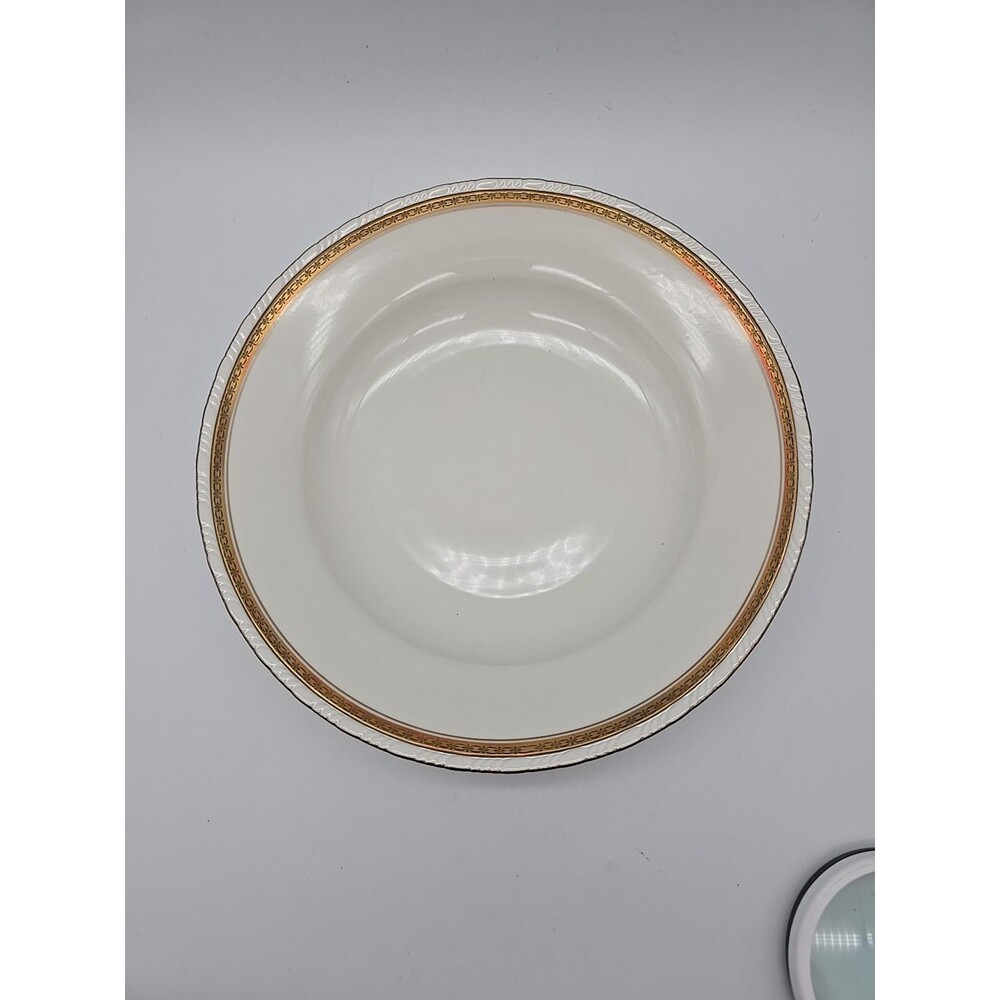 Rorstrand Sweden Porcelain #521 Scalloped Soup Bowls Gold Ribbon Pattern
